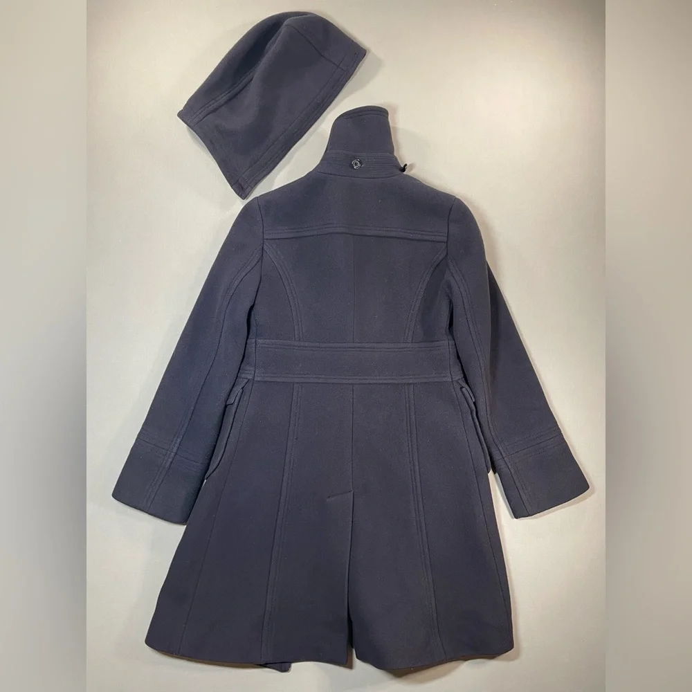 J Crew Duffle Coat, Removable Hood, Wood Toggles, Wool-Blend, Navy - Womens 4 - Picture 15 of 16